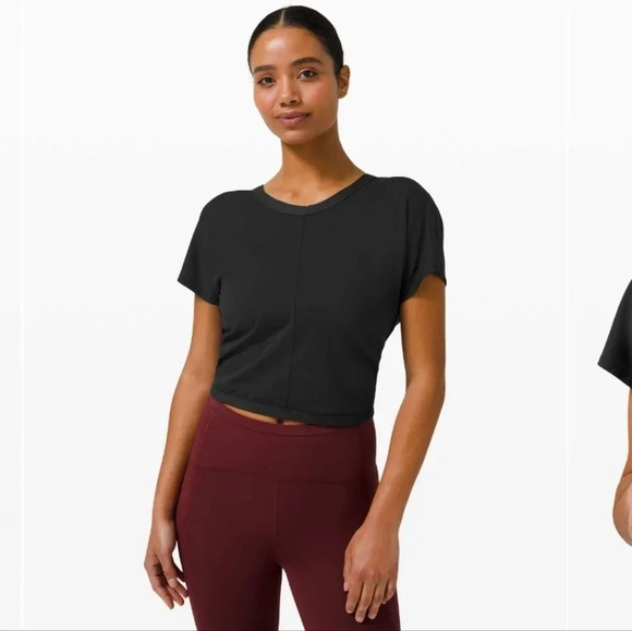 lululemon athletica Tops - Lululemon Its A Tie Tee Black size 6 Adjustable Performance Neutral Athletic